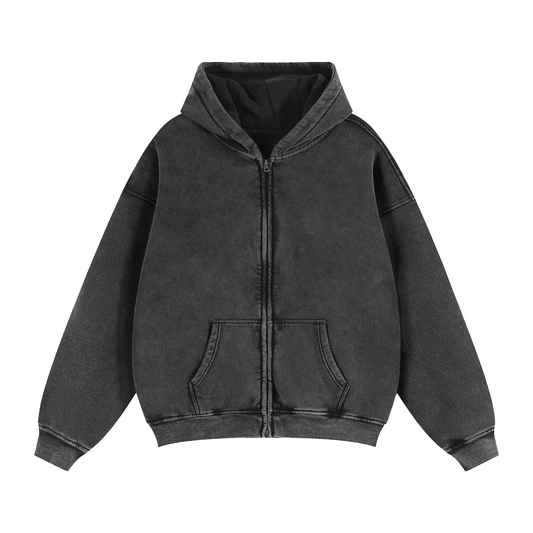 Zip-Through Boxy Fleece Hoodie