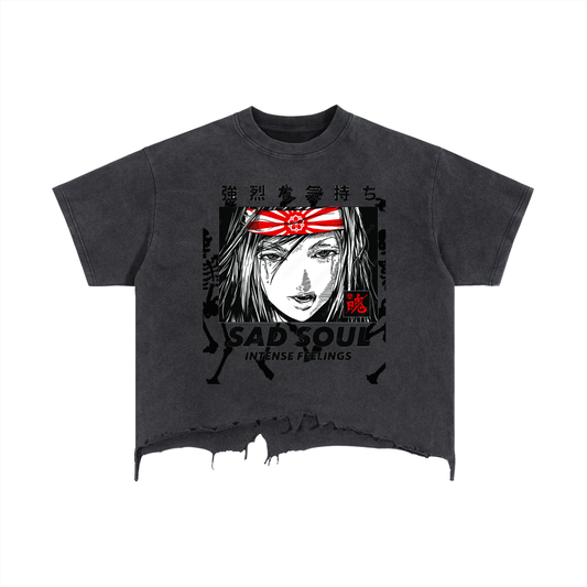 Vintage Wash Boxy Distressed Hem T-Shirt