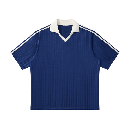 Contrast Collar Striped Soccer Jersey
