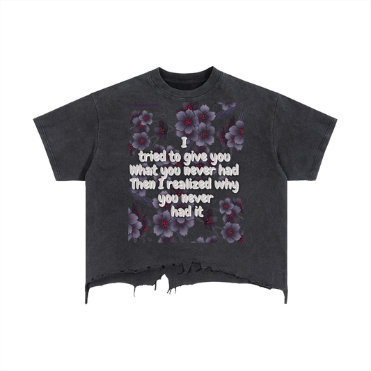 Vintage Wash Boxy Distressed Hem T-Shirt