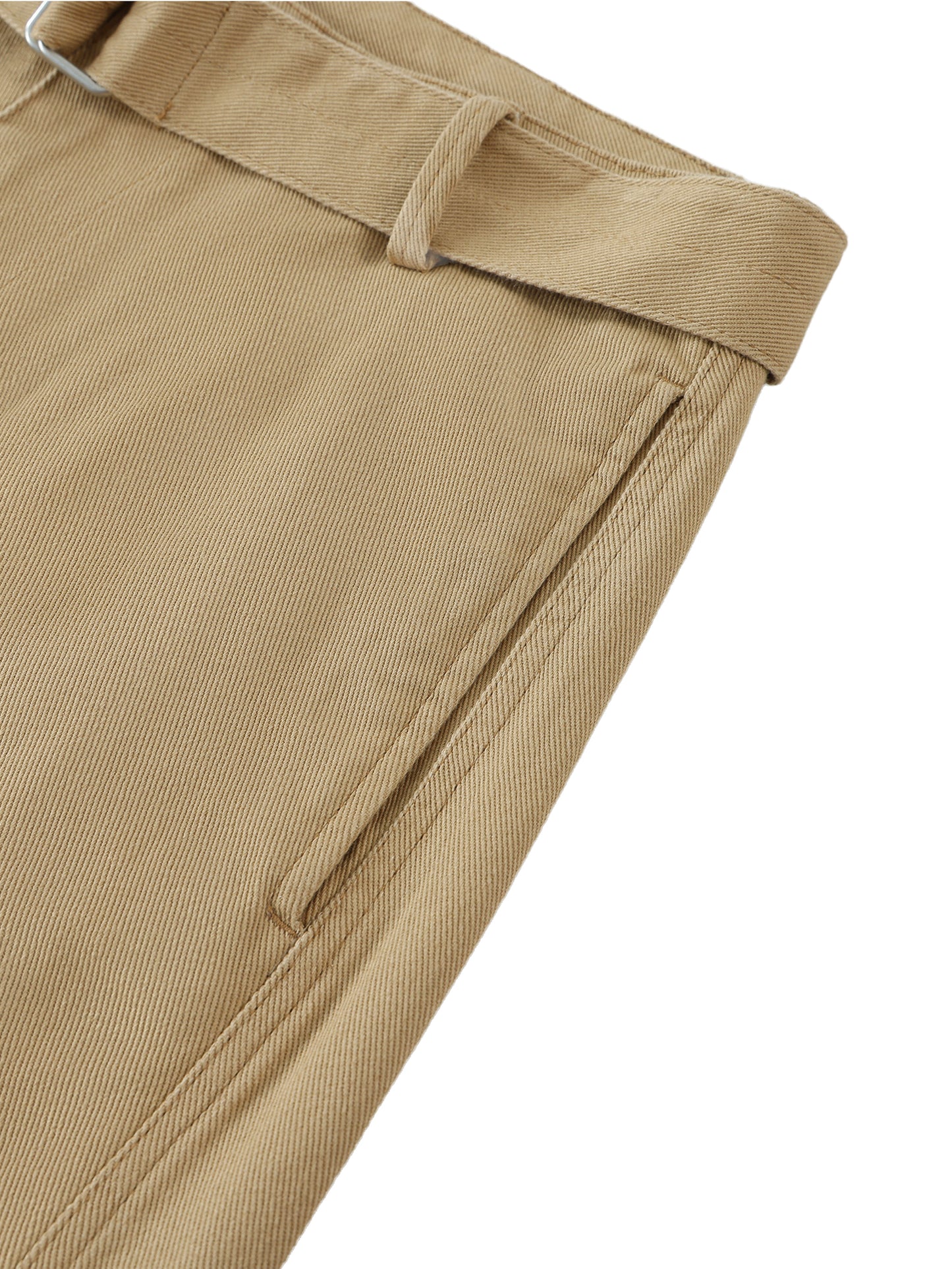 Belted Barrel-leg Chino Pants